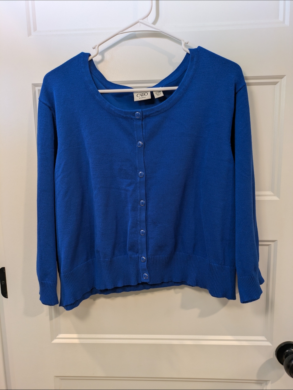 🔴 3/$15 Cato Royal Blue Button-Front Women's Cropped Cardigan Sweater
